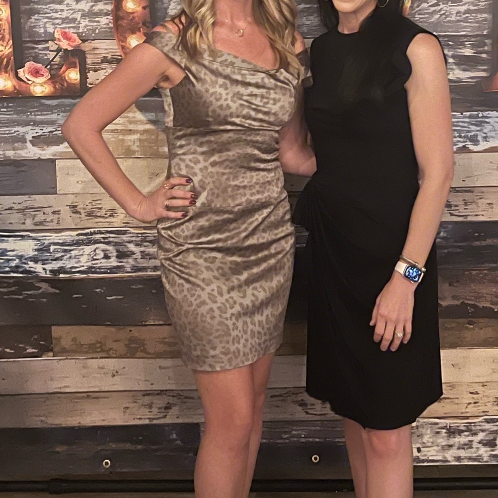 Black halo leopard party Dress